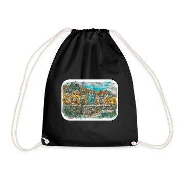 Copenhague Danemark Aquarelle Sketch Illustration - Sac de sport léger - noir - Devant