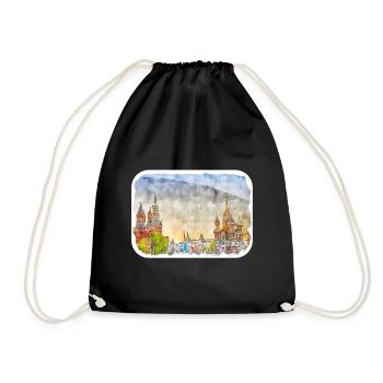 Moscou Russie Aquarelle Sketch Illustration - Sac de sport léger - noir - Devant