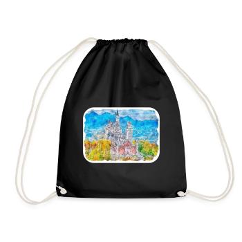 Allemagne Aquarelle Esquisse Dessinée à la main Illustration - Sac de sport léger - noir - Devant