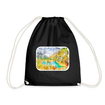 China Watercolor Sketch Hand Drawn Illustration - Drawstring Bag - black - Front