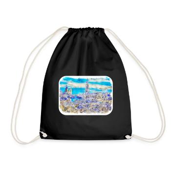 Spain Watercolor Sketch Hand Drawn Illustration - Drawstring Bag - black - Front