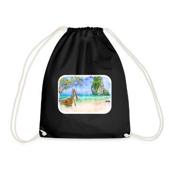 Thaïlande Aquarelle Esquisse Dessinée à la Main Illustration - Sac de sport léger - noir - Devant