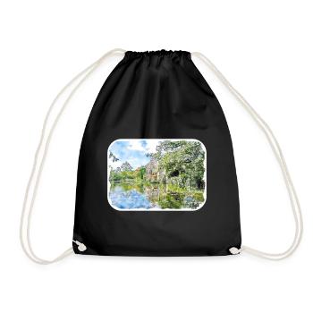 Angleterre Royaume-Uni Aquarelle Esquisse Dessinée à la main Peinture - Sac de sport léger - noir - Devant
