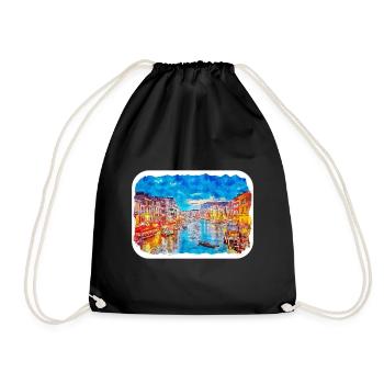 Venise Italie Aquarelle Esquisse Illustration - Sac de sport léger - noir - Devant