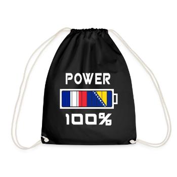 Bosnia and Herzegovina and France 100% Power - Drawstring Bag - black - Front