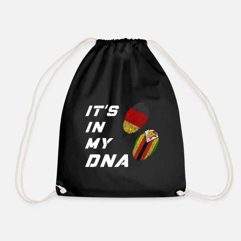 In my DNA Germany and Zimbabwe - Drawstring Bag - black