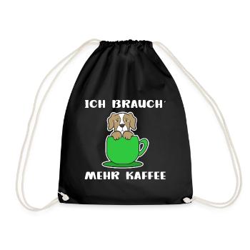 Kaffee Hund Kaffeetasse Statement Kaffeeliebhaber - Turnbeutel - Schwarz - Vorne