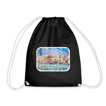 Montenegro Wahrzeichen Aquarell Skizze Illustration - Turnbeutel - Schwarz - Vorne