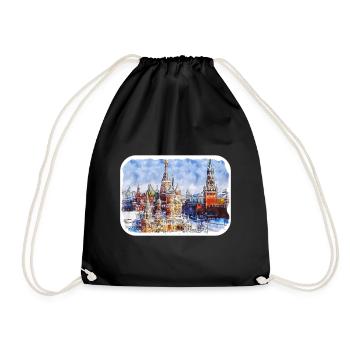 Moscou Russie Aquarelle Esquisse Dessin Dessiné - Sac de sport léger - noir - Devant