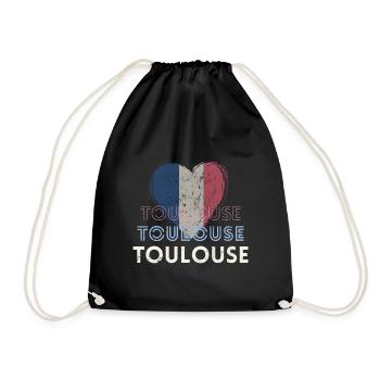 Retro-Abzeichen, Toulouse Frankreich ist meine Heimatstadt - Turnbeutel - Schwarz - Vorne