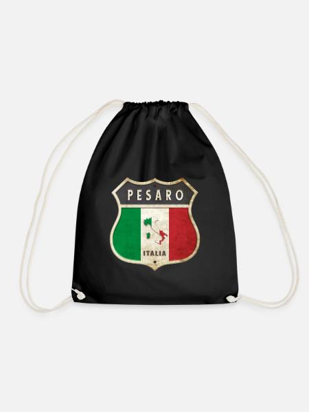Pesaro Italien Wappen Flaggen Design - Turnbeutel - Schwarz