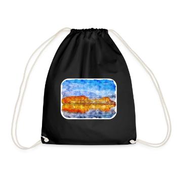 Australie Aquarelle Esquisse Dessinée à la Main Peinture - Sac de sport léger - noir - Devant
