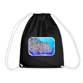 Italy Watercolor Sketch Hand Drawn Illustration - Drawstring Bag - black - Front
