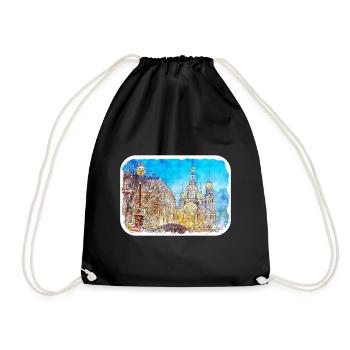 Saint-Pétersbourg Russie Croquis Aquarelle Dessiné Illus - Sac de sport léger - noir - Devant