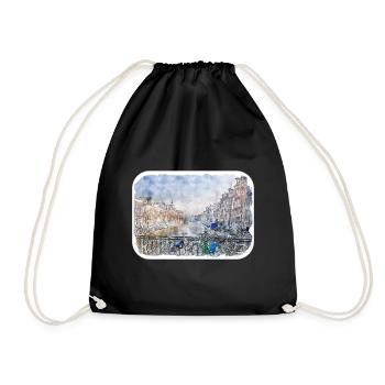 Amsterdam Pays-Bas Aquarelle Esquisse Dessinée Douleur - Sac de sport léger - noir - Devant