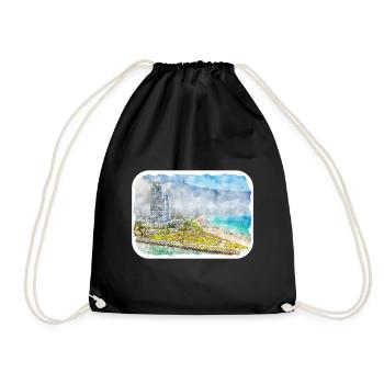 Florida USA Watercolor Sketch Drawn Illustration - Drawstring Bag - black - Front