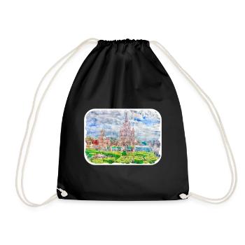 San Miguel De Allende Mexico Watercolor Sketch Dra - Drawstring Bag - black - Front