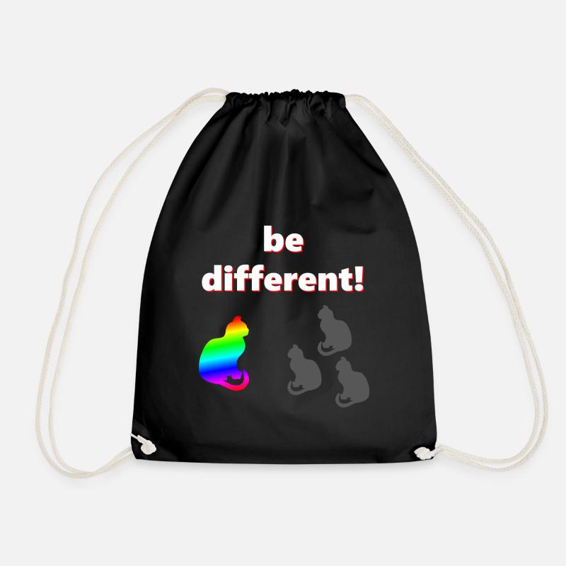 Be different, katzen Design, kluge Sprüche - Turnbeutel - Schwarz