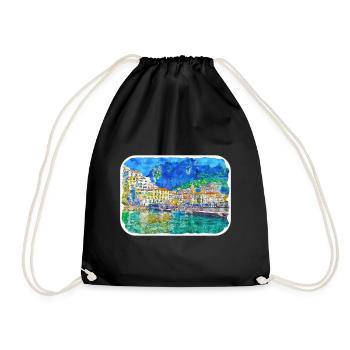 Sorrente Italie Aquarelle Esquisse Dessinée Peinture - Sac de sport léger - noir - Devant