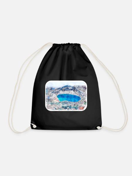 Japan Watercolor Sketch Hand Drawn Illustration - Drawstring Bag - black