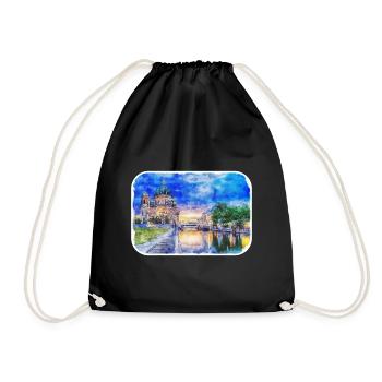 Berlin Allemagne Aquarelle Esquisse Dessinée Peinture - Sac de sport léger - noir - Devant