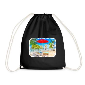 Thaïlande croquis aquarelle illustration dessinée à la main - Sac de sport léger - noir - Devant