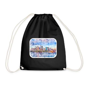 Sydney Australie Aquarelle Esquisse Dessinée Illustrat - Sac de sport léger - noir - Devant
