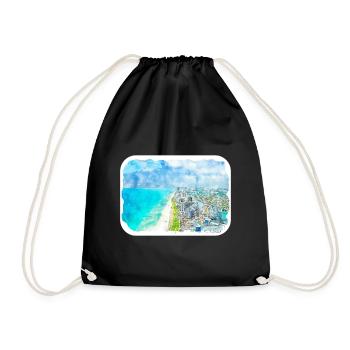 Florida USA Watercolor Sketch Drawn Illustration - Drawstring Bag - black - Front
