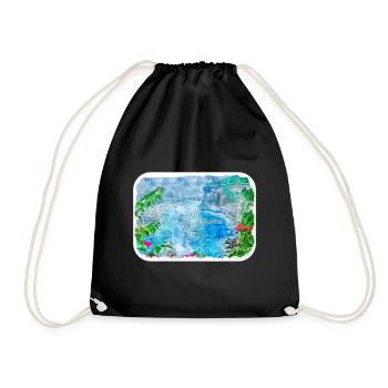 Indonésie Aquarelle Esquisse Dessinée à la Main Peinture - Sac de sport léger - noir - Devant
