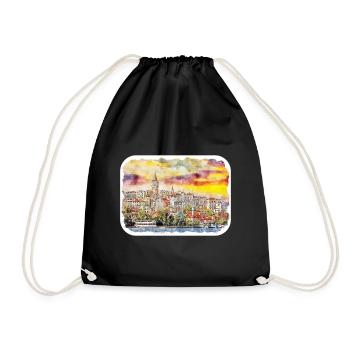 Dinde Aquarelle Esquisse Dessinée à la main Illustration - Sac de sport léger - noir - Devant