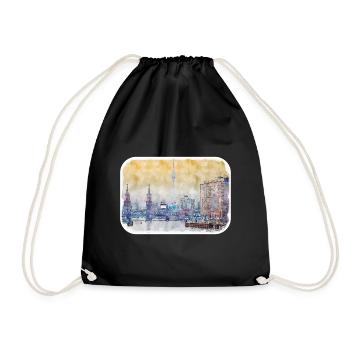 Berlin Allemagne Aquarelle Croquis Dessiné Peinture - Sac de sport léger - noir - Devant