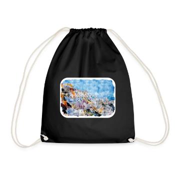 Grèce croquis aquarelle illustration dessinée à la main - Sac de sport léger - noir - Devant