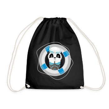 panda mignon en tant que marin dans un look marine - Sac de sport léger - noir - Devant