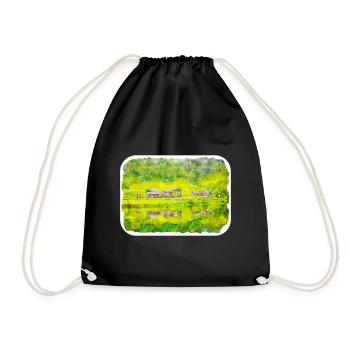 Norvège Aquarelle Esquisse Dessinée à la main Illustration - Sac de sport léger - noir - Devant