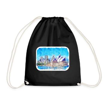 Sydney Australie Aquarelle Esquisse Dessinée Illustrat - Sac de sport léger - noir - Devant