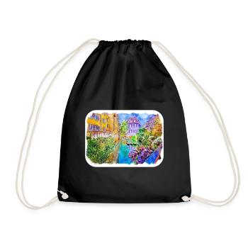 Venise Italie Aquarelle Esquisse Illustration - Sac de sport léger - noir - Devant