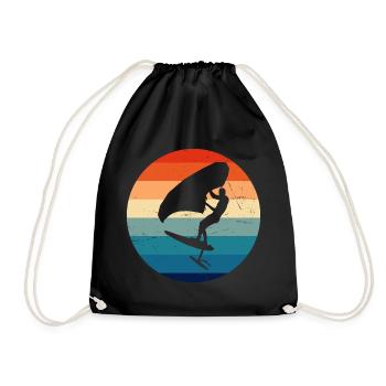 wingsurfing women wingsurf foilwing men - Drawstring Bag - black - Front