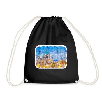 Berlin Allemagne Aquarelle Esquisse Dessinée Peinture - Sac de sport léger - noir - Devant