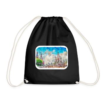Moscou Russie Aquarelle Esquisse Dessinée Peinture - Sac de sport léger - noir - Devant