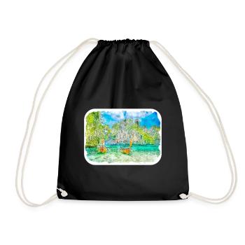 Thaïlande Aquarelle Esquisse Dessinée à la Main Illustration - Sac de sport léger - noir - Devant