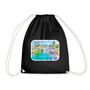 Spain Watercolor Sketch Hand Drawn Illustration - Drawstring Bag - black - Front