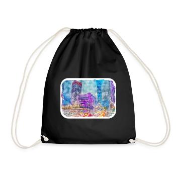 China Watercolor Sketch Hand Drawn Illustration - Drawstring Bag - black - Front