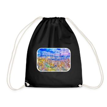Spain Watercolor Sketch Hand Drawn Illustration - Drawstring Bag - black - Front