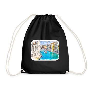 Venise Italie Aquarelle Esquisse Illustration - Sac de sport léger - noir - Devant