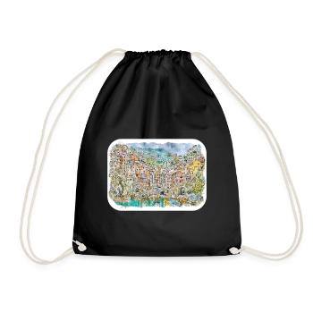 Sorrente Italie Aquarelle Esquisse Dessinée Peinture - Sac de sport léger - noir - Devant
