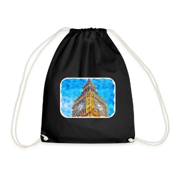 Angleterre Royaume-Uni Aquarelle Dessin Dessin Illustration - Sac de sport léger - noir - Devant