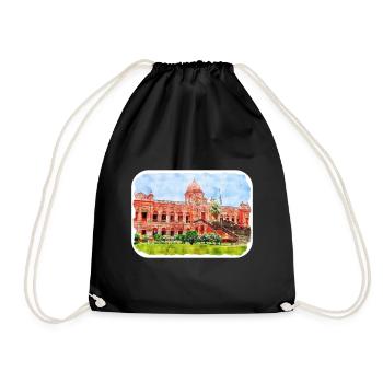 Dhaka Bangladesh Watercolor Sketch Drawn Illustrat - Drawstring Bag - black - Front