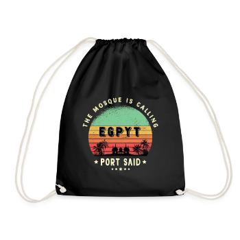 Port Said Egypt Mosque Design - Drawstring Bag - black - Front