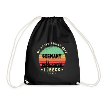 Lübeck Germany Skyline Design - Drawstring Bag - black - Front
