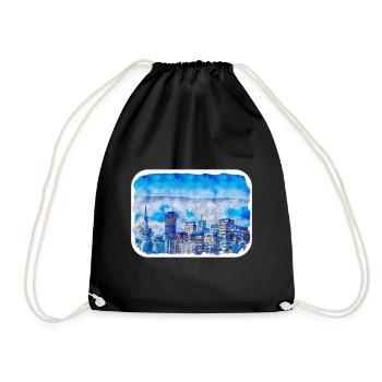 San Francisco Usa Watercolor Sketch Painting - Drawstring Bag - black - Front